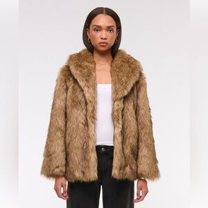 Abercrombie & Fitch Tan Faux Fur Jacket